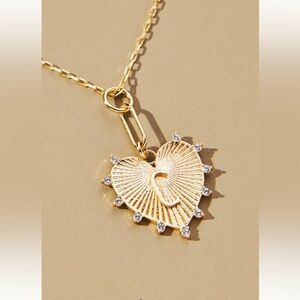 Anthropologie Heart Letter Pendant with Rhinestones